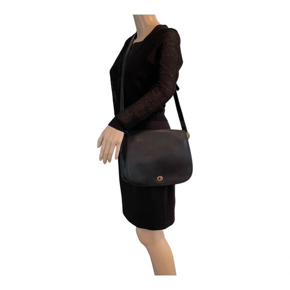 Vintage COACH Ranch Bag Black Glove Tanned Leather USA 9852 Rare - Picture 4 of 15